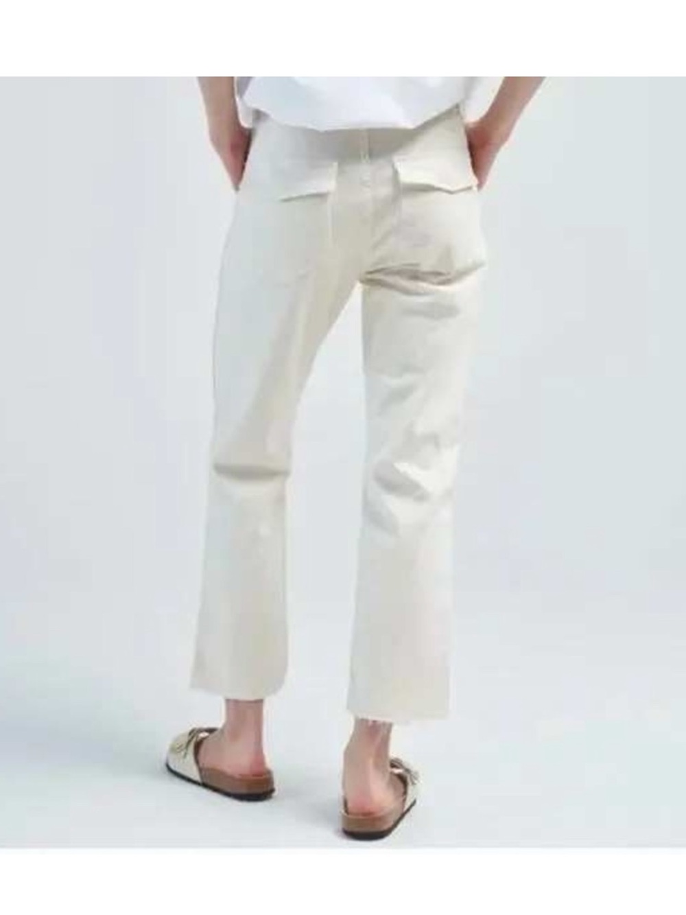 AMO Easy Army Trousers In
Bone Color Straight Leg Raw Hem Women’s 28 - Picture 3 of 13